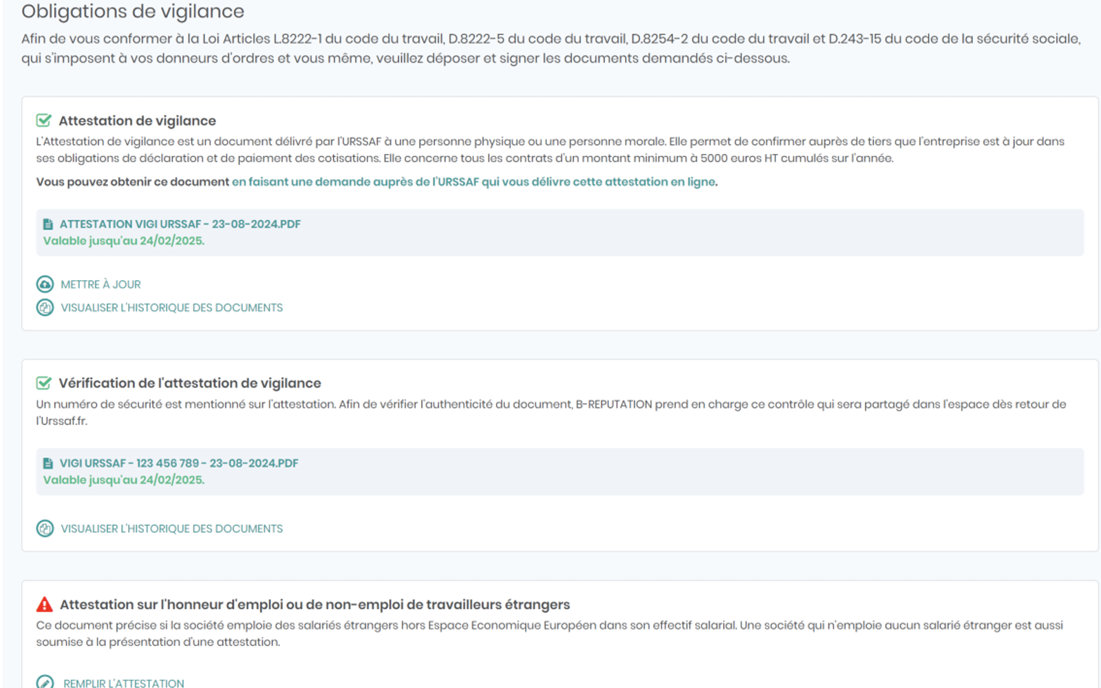 Obligations de vigilance